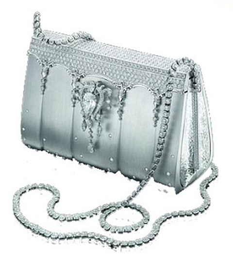 Diamond studded platinium handbag